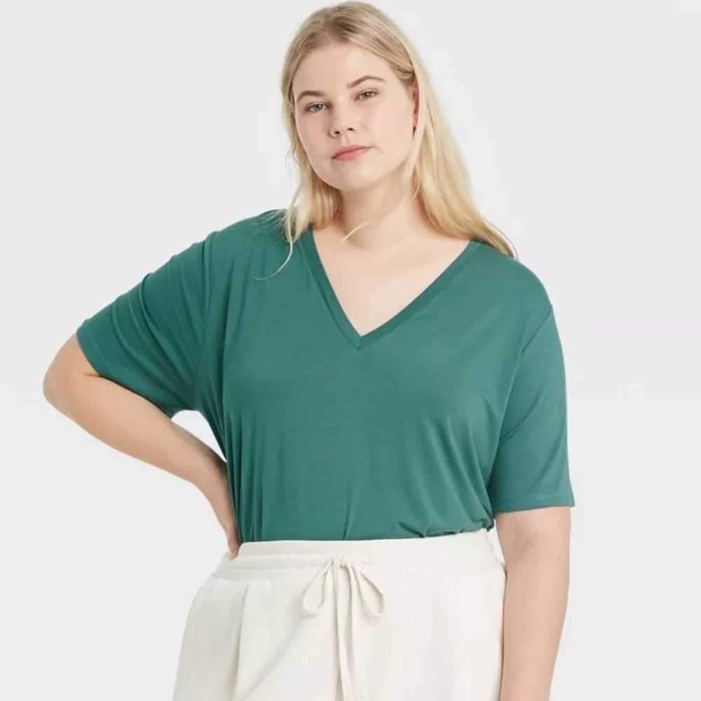 A New Day teal green oversized v-neck tee
